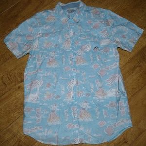 Rusty Reverse Print Cotton Hawaiian Shirt, XL